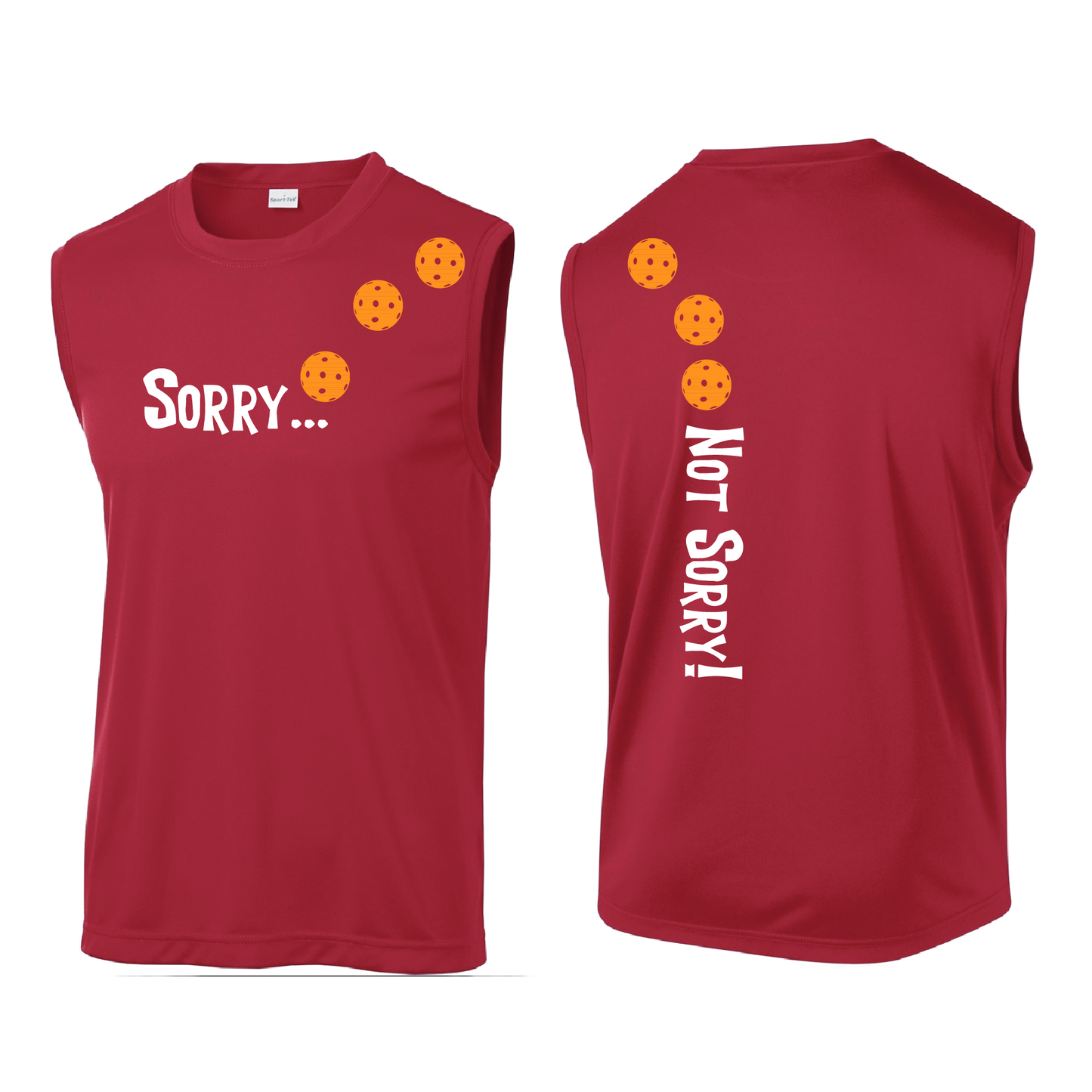 Sorry Not Sorry (Pickleballs Cyan Green Orange) | Men's Sleeveless Athletic Shirt | 100% Polyester