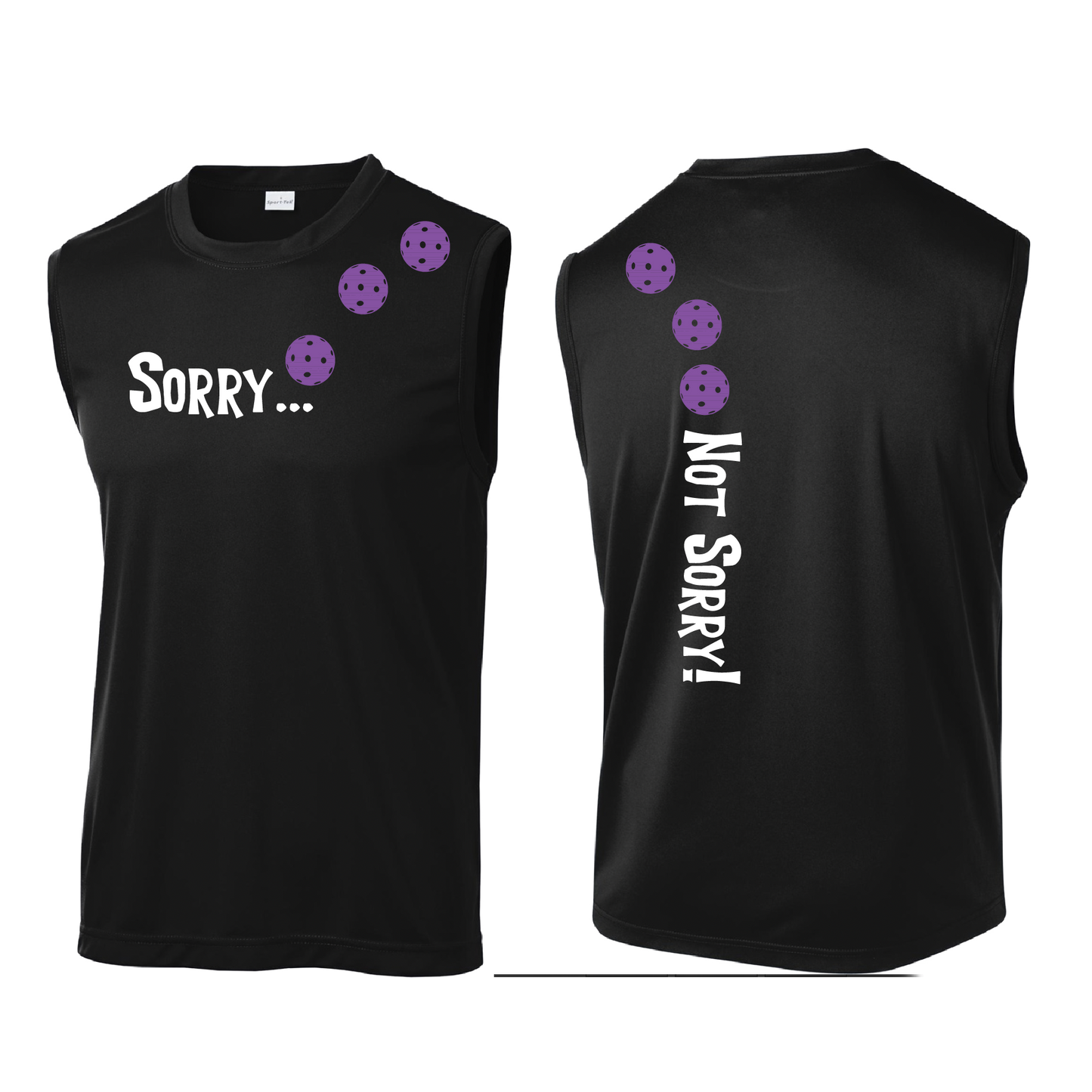 Sorry Not Sorry (Pickleballs Pink Purple Rainbow) | Men's Sleeveless Athletic Shirt | 100% Polyester