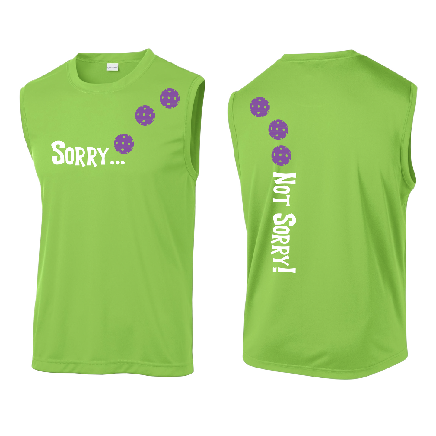 Sorry Not Sorry (Pickleballs Pink Purple Rainbow) | Men's Sleeveless Athletic Shirt | 100% Polyester