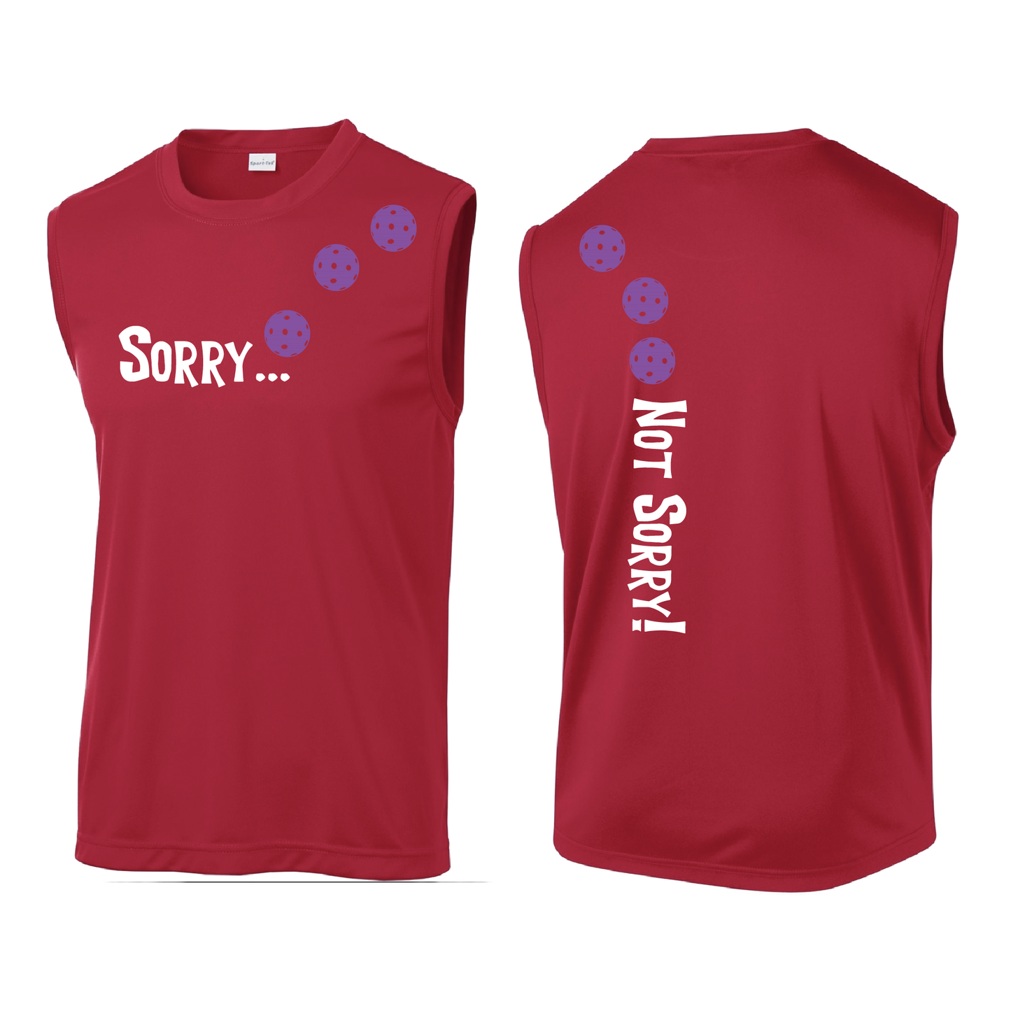 Sorry Not Sorry (Pickleballs Pink Purple Rainbow) | Men's Sleeveless Athletic Shirt | 100% Polyester