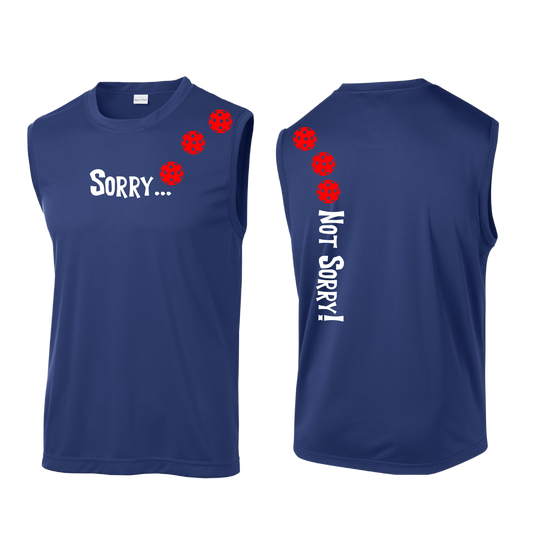 Sorry Not Sorry With Pickleballs (Pink Rainbow Red) Customizable | Men's Sleeveless Athletic Shirt | 100% Polyester