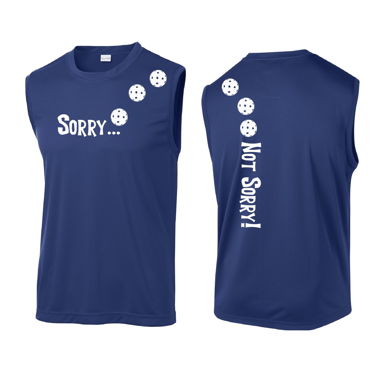 Sorry Not Sorry (Pickleballs Red White Yellow) | Men's Sleeveless Athletic Shirt | 100% Polyester