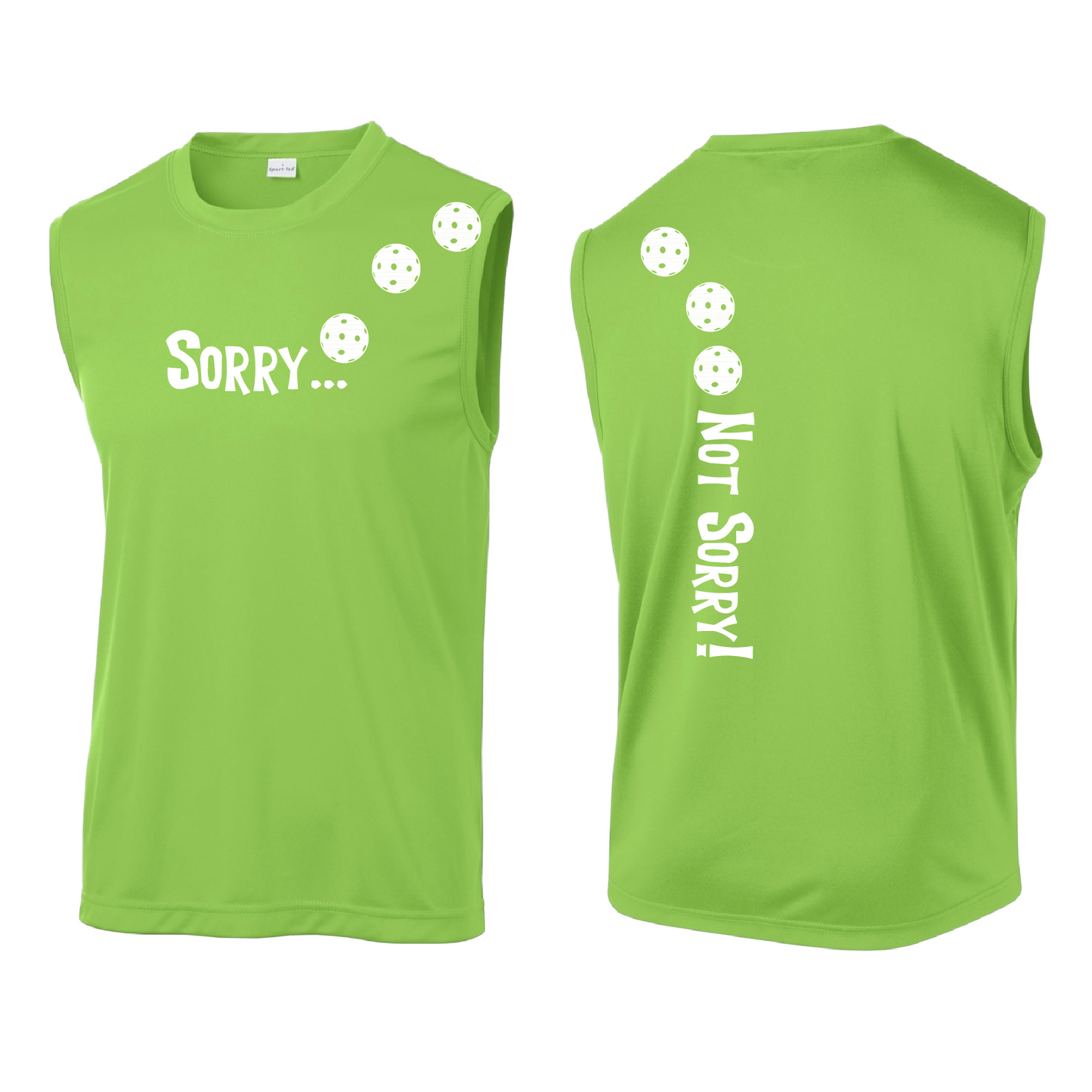 Sorry Not Sorry (Pickleballs Red White Yellow) | Men's Sleeveless Athletic Shirt | 100% Polyester