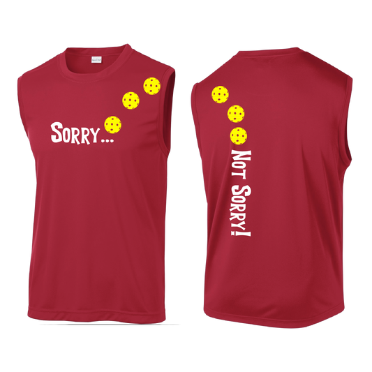 Sorry Not Sorry (Pickleballs Red White Yellow) | Men's Sleeveless Athletic Shirt | 100% Polyester