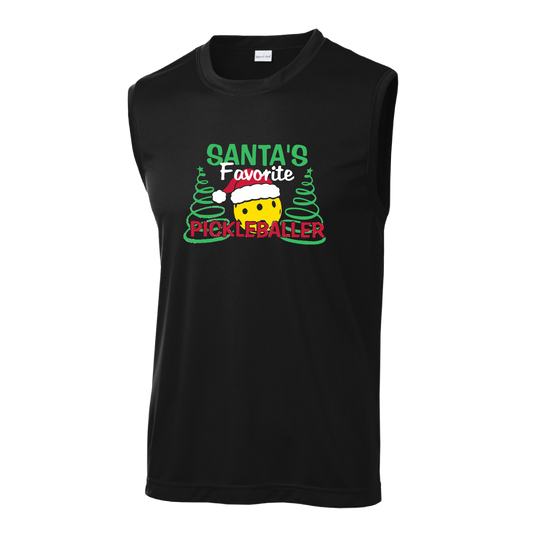 Santa's Favorite Pickleballer | Men's Sleeveless Athletic Shirt | 100% Polyester