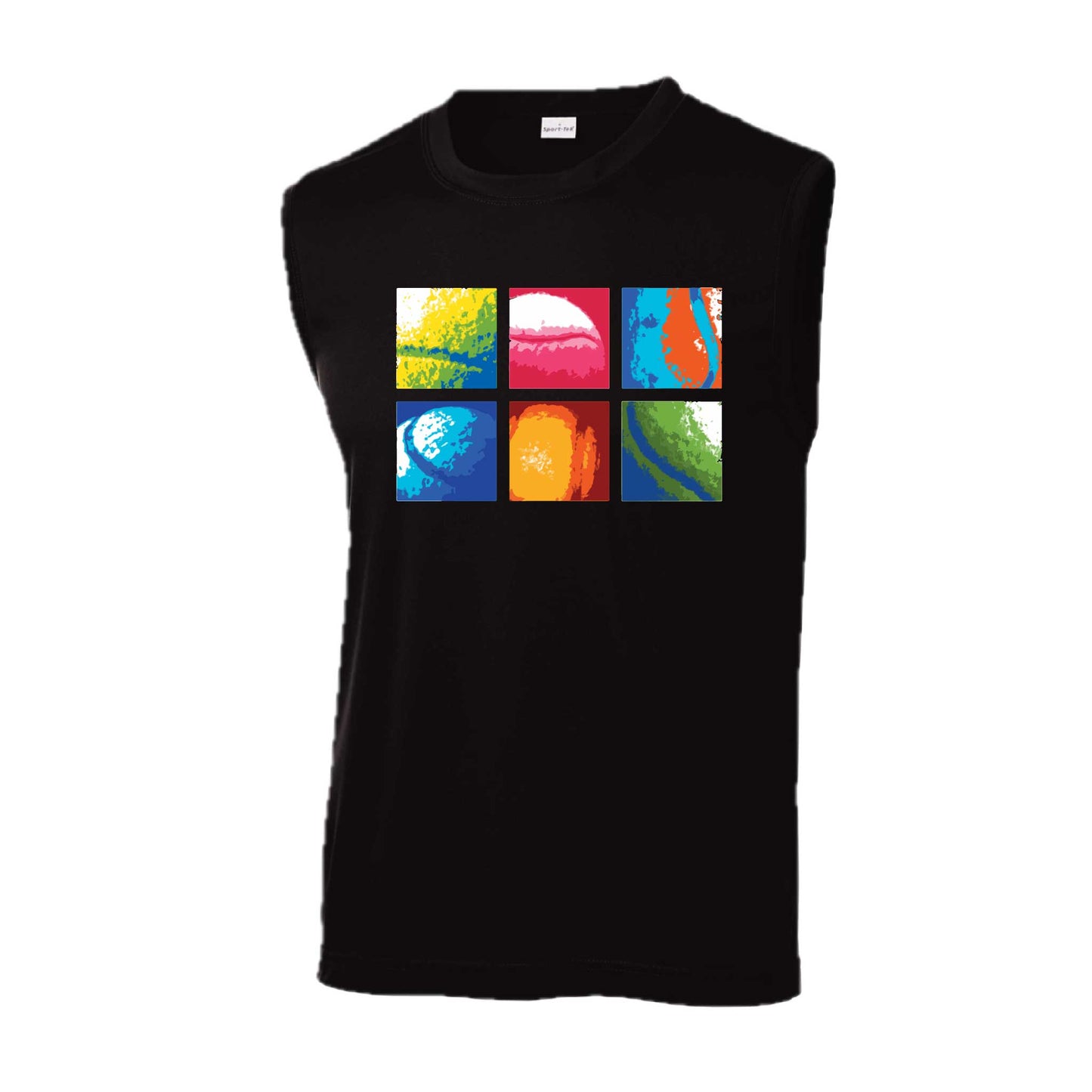 Tennis Squares | Men's Sleeveless Athletic Tennis Performance T-Shirt | 100% Polyester