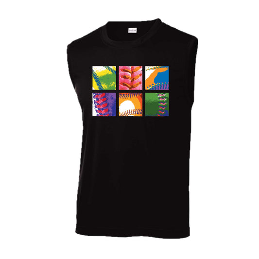 Baseball Squares | Men's Sleeveless Athletic Baseball Performance T-Shirt | 100% Polyester