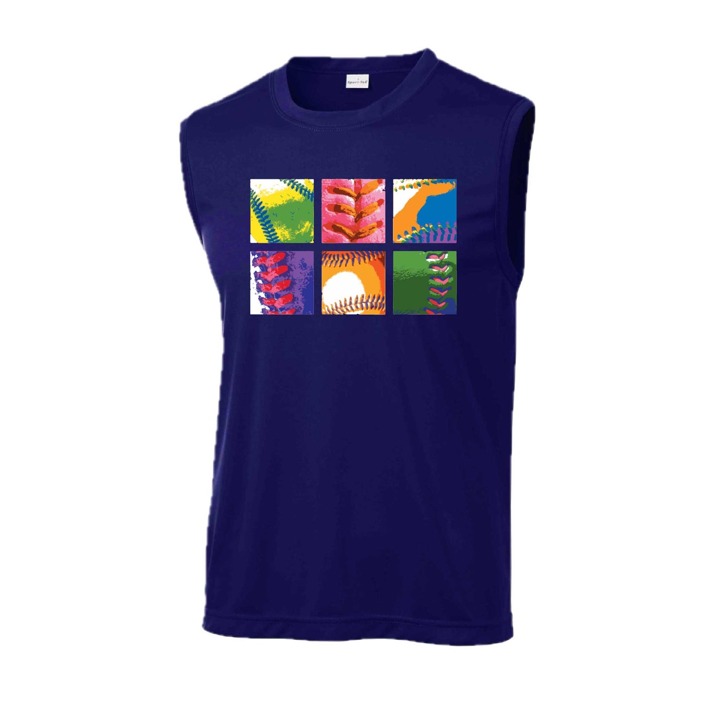 Baseball Squares | Men's Sleeveless Athletic Baseball Performance T-Shirt | 100% Polyester