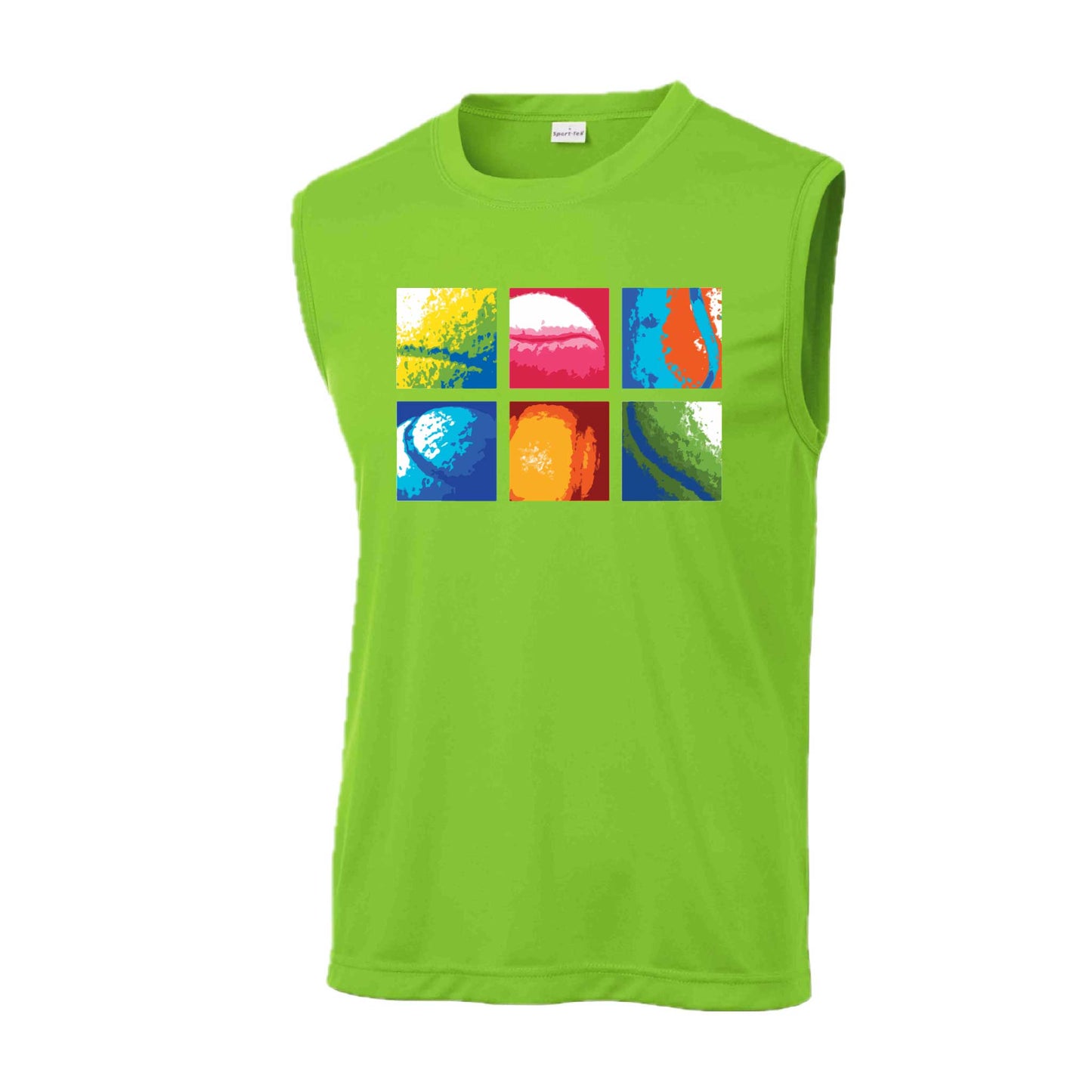 Tennis Squares | Men's Sleeveless Athletic Tennis Performance T-Shirt | 100% Polyester