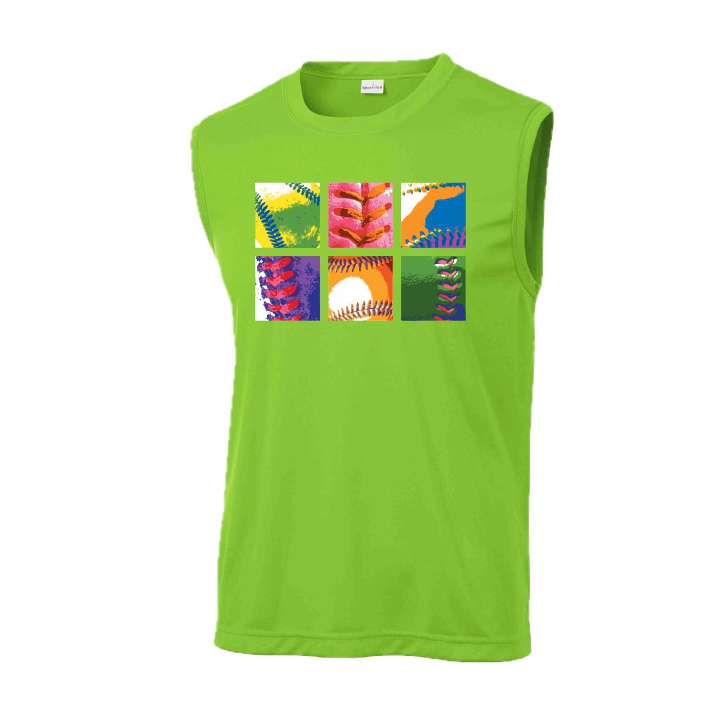 Baseball Squares | Men's Sleeveless Athletic Baseball Performance T-Shirt | 100% Polyester
