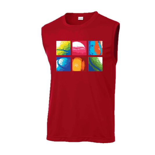 Tennis Squares | Men's Sleeveless Athletic Tennis Performance T-Shirt | 100% Polyester