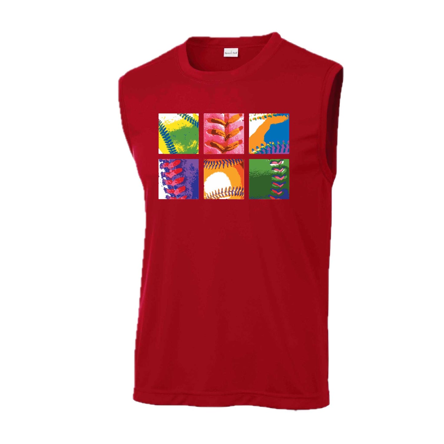Baseball Squares | Men's Sleeveless Athletic Baseball Performance T-Shirt | 100% Polyester