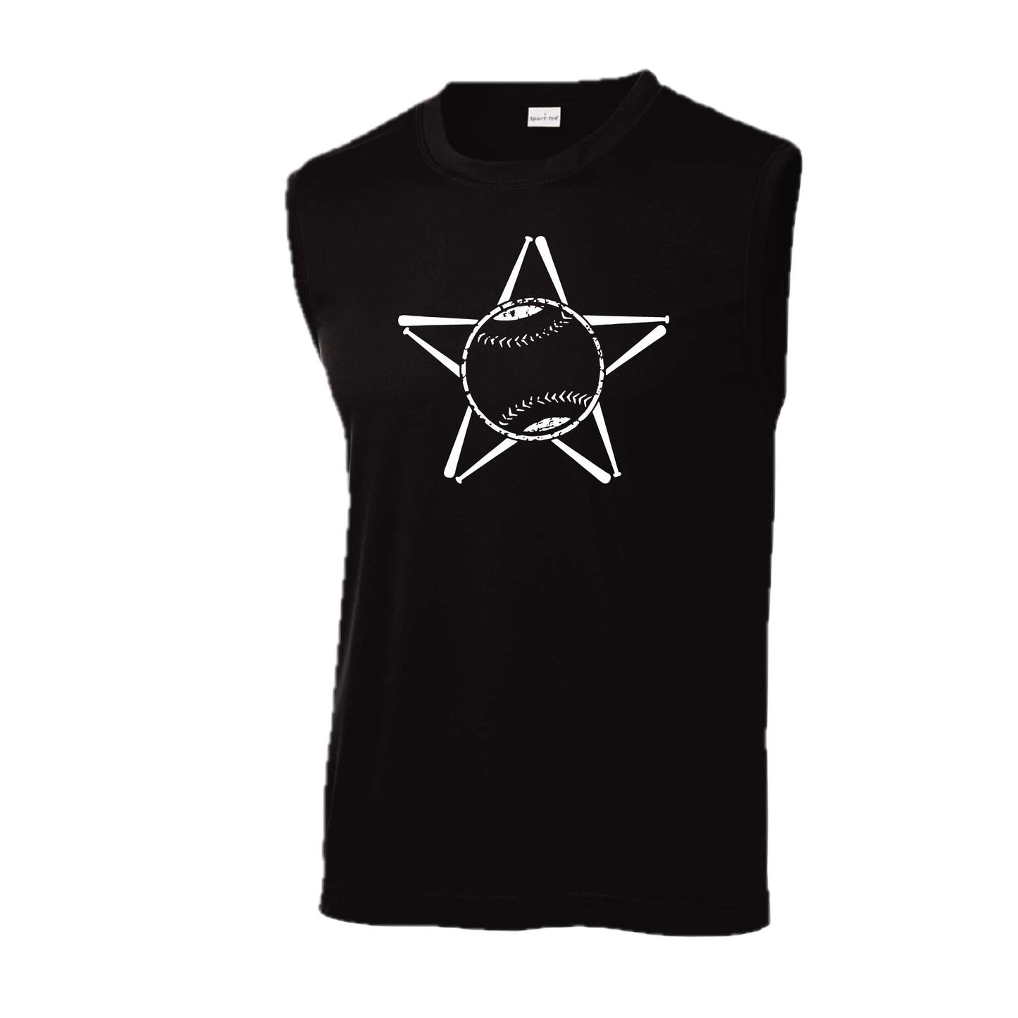 Baseball Star | Men's Sleeveless Athletic Baseball Performance T-Shirt | 100% Polyester