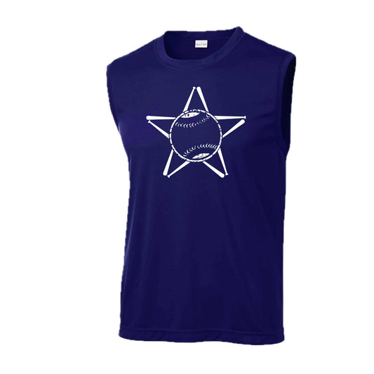 Baseball Star | Men's Sleeveless Athletic Baseball Performance T-Shirt | 100% Polyester