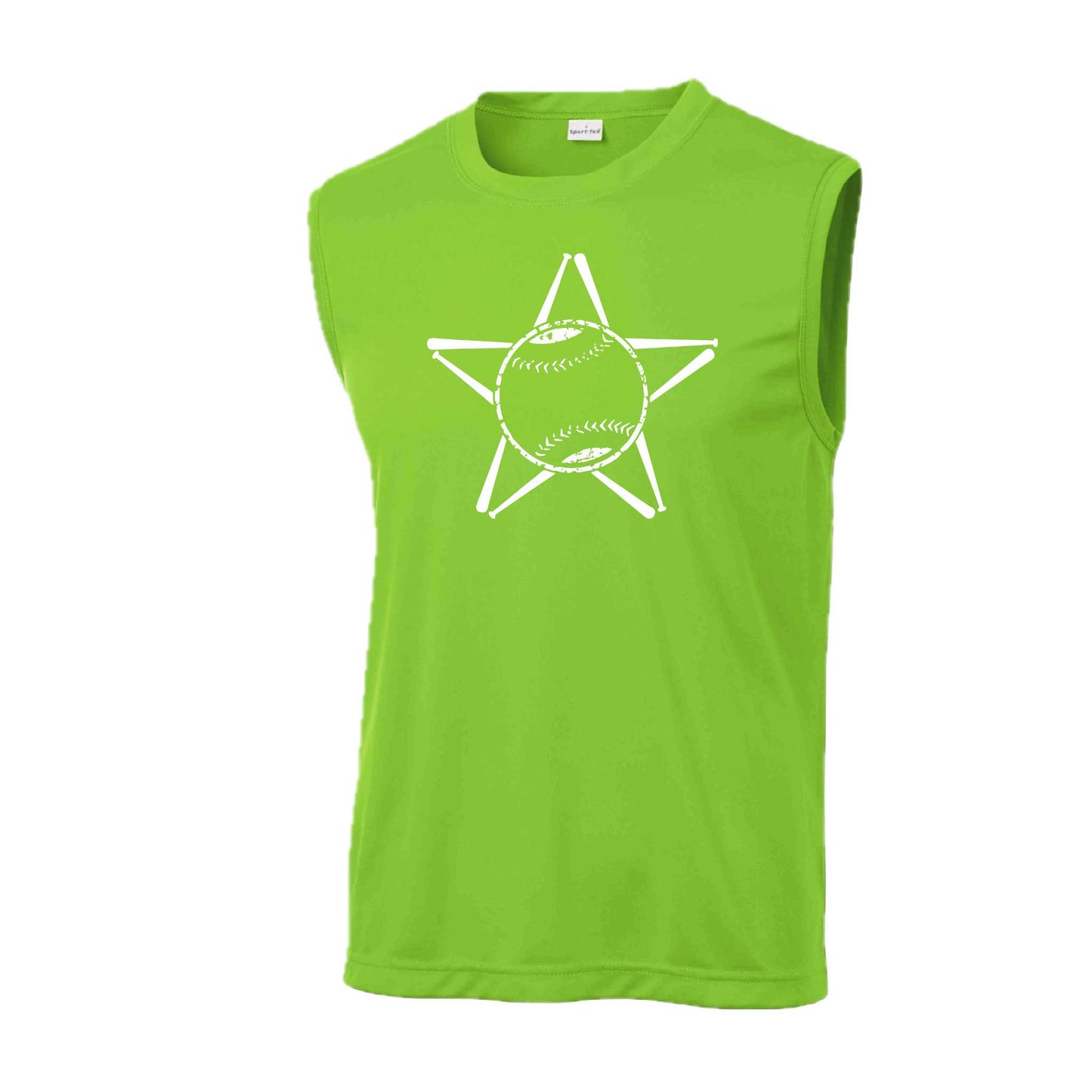 Baseball Star | Men's Sleeveless Athletic Baseball Performance T-Shirt | 100% Polyester