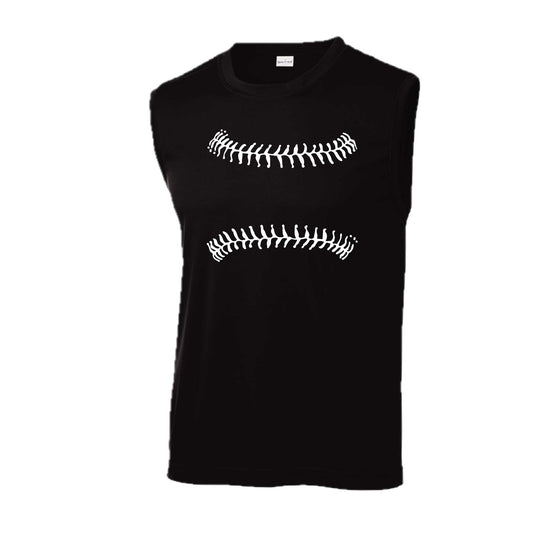 Baseball Stitches | Men's Sleeveless Athletic Baseball Performance T-Shirt | 100% Polyester