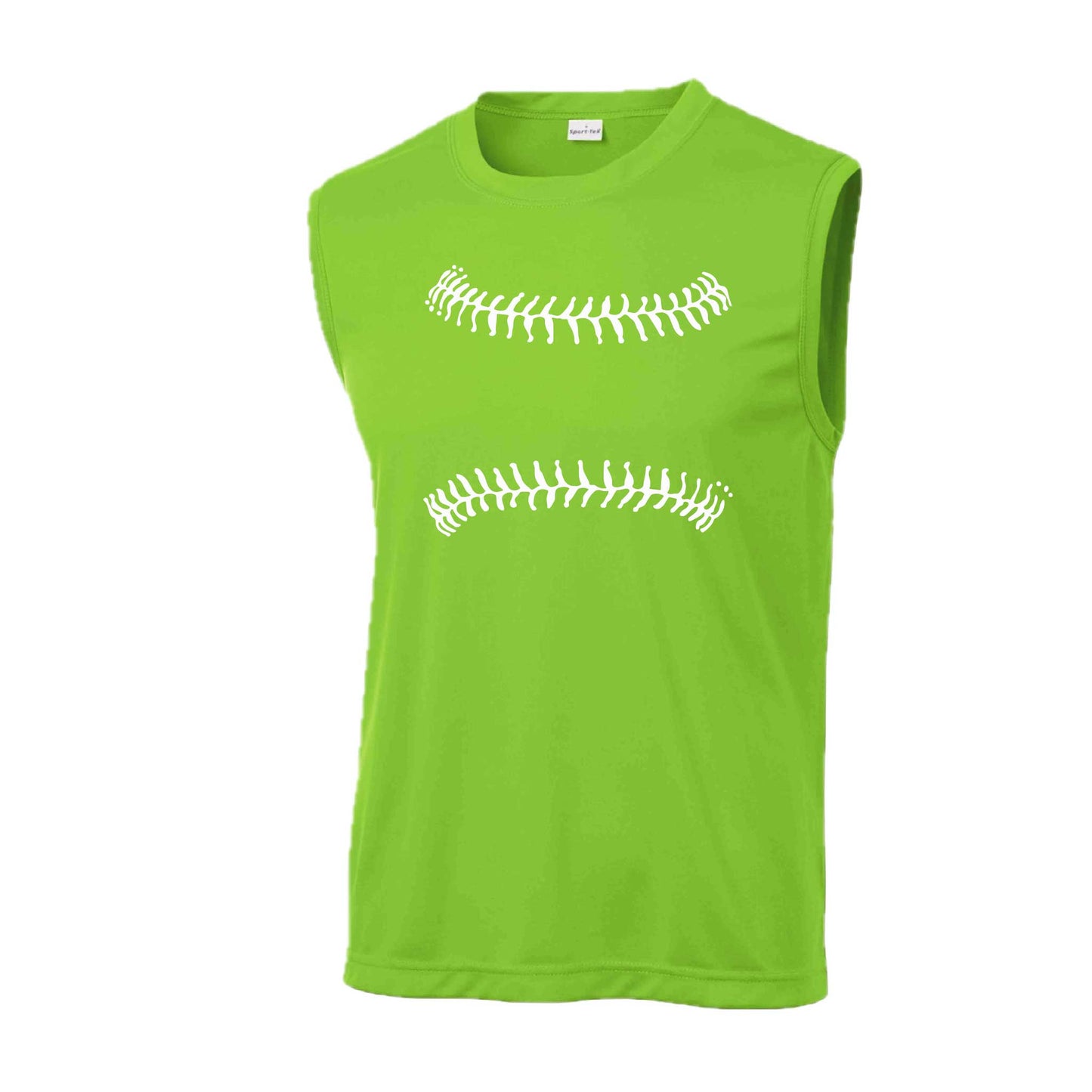 Baseball Stitches | Men's Sleeveless Athletic Baseball Performance T-Shirt | 100% Polyester
