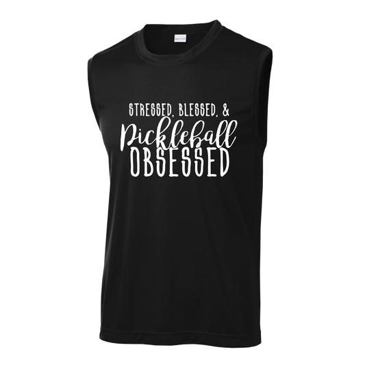 Stressed Blessed & Pickleball Obsessed | Men's Sleeveless Athletic Shirt | 100% Polyester