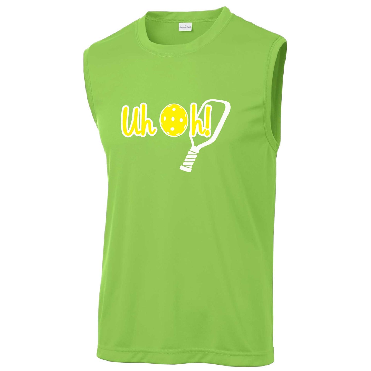 Uh Oh! | Men's Sleeveless Athletic Pickleball Performance T-Shirt | 100% Polyester