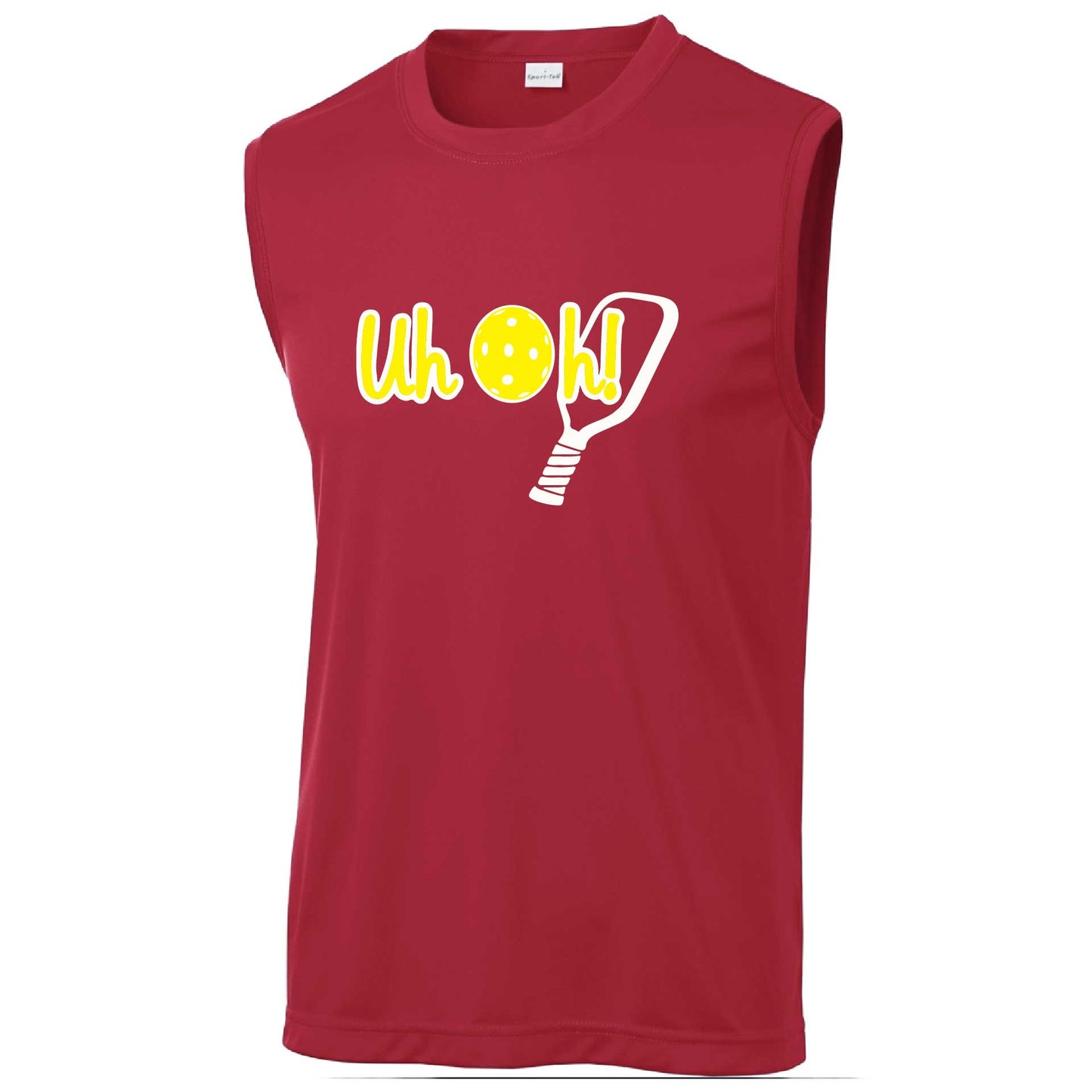 Uh Oh! | Men's Sleeveless Athletic Pickleball Performance T-Shirt | 100% Polyester