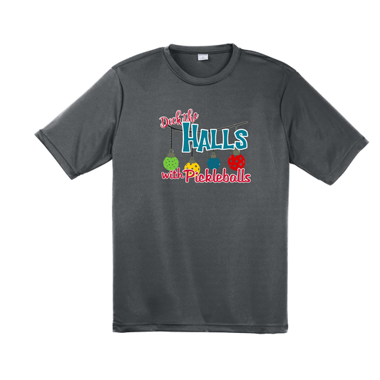 Deck the Halls with Pickleballs | Men's Short Sleeve Athletic Shirt | 100% Polyester