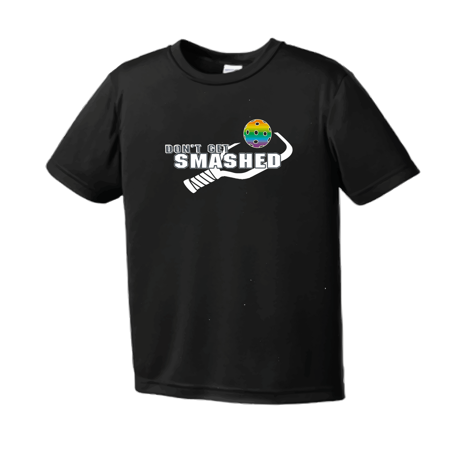 Don't Get Smashed With Pickleballs (Red Green Rainbow) Customizable | Men's Short Sleeve Pickleball Shirt | 100% Polyester