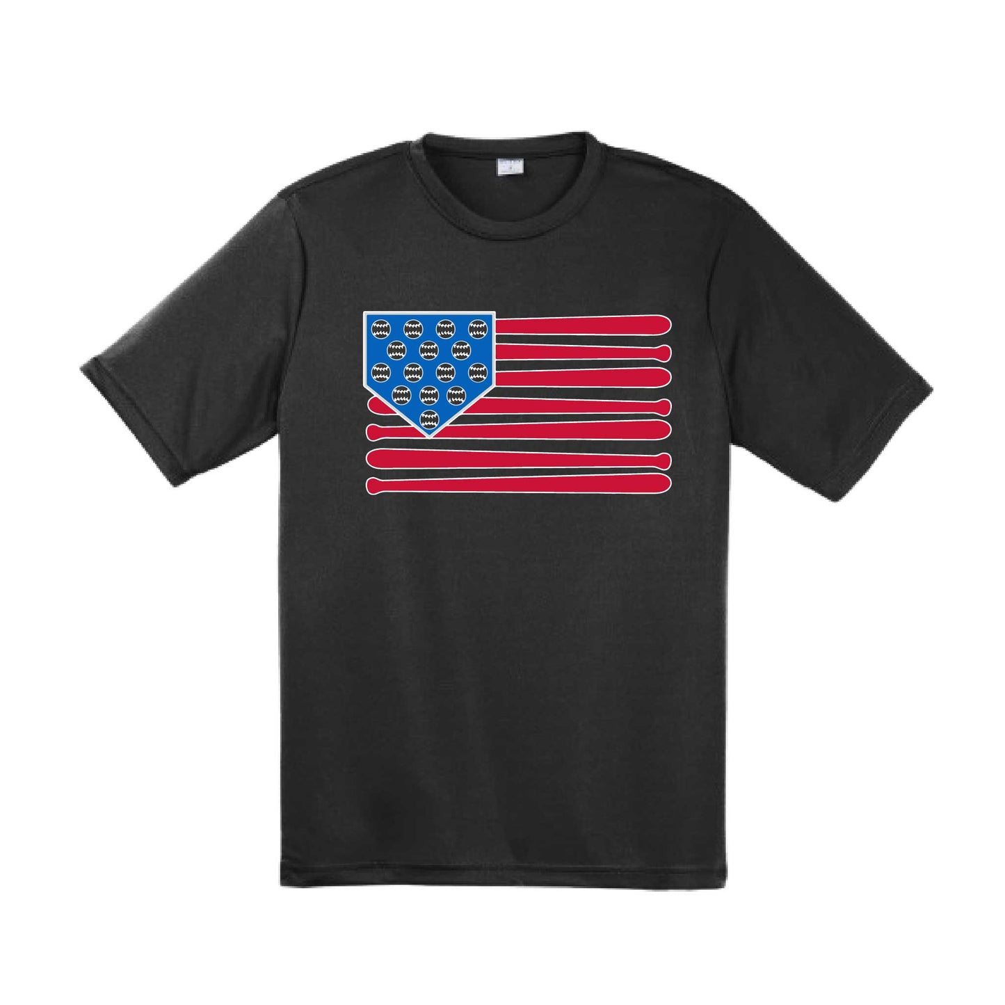 Baseball Flag | Men's Short Sleeve Athletic Baseball Performance T-Shirt | 100% Polyester