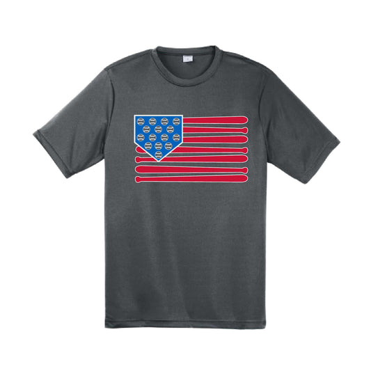Baseball Flag | Men's Short Sleeve Athletic Baseball Performance T-Shirt | 100% Polyester