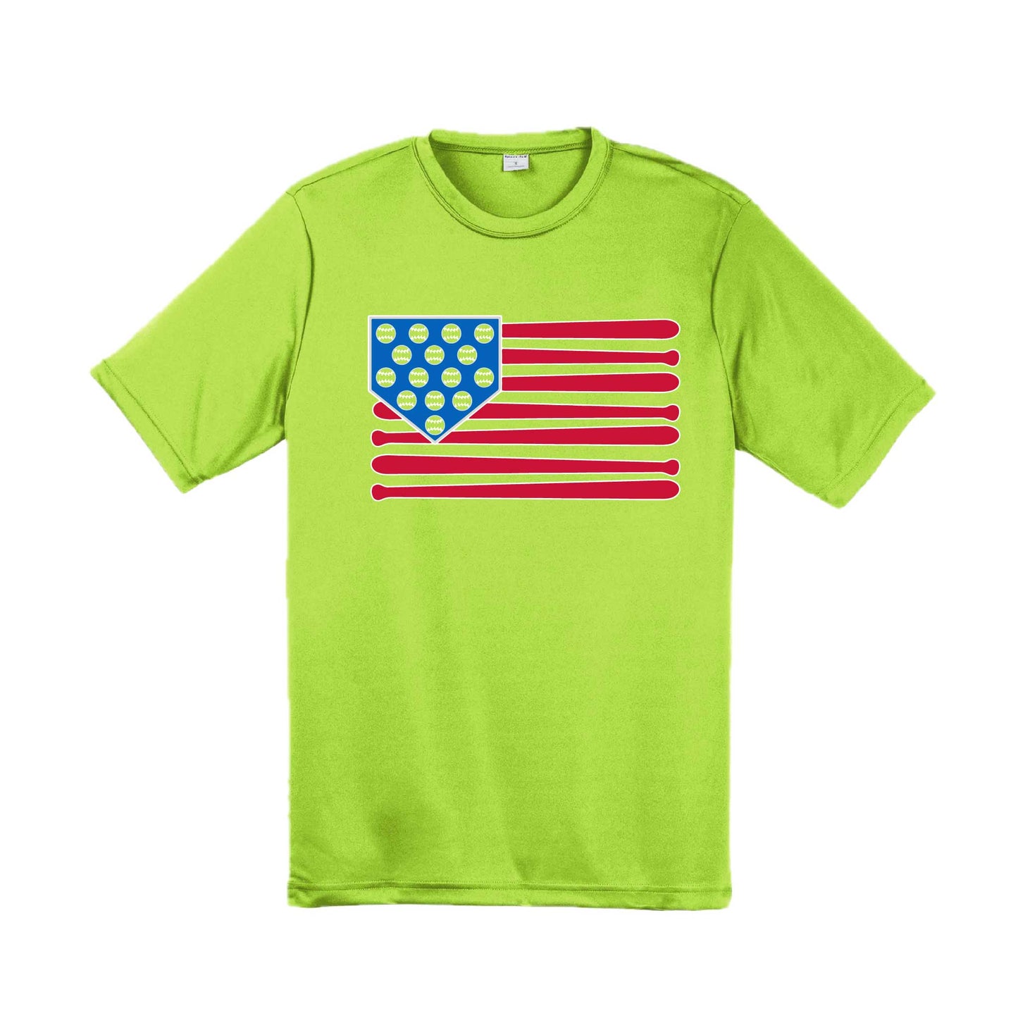 Baseball Flag | Men's Short Sleeve Athletic Baseball Performance T-Shirt | 100% Polyester