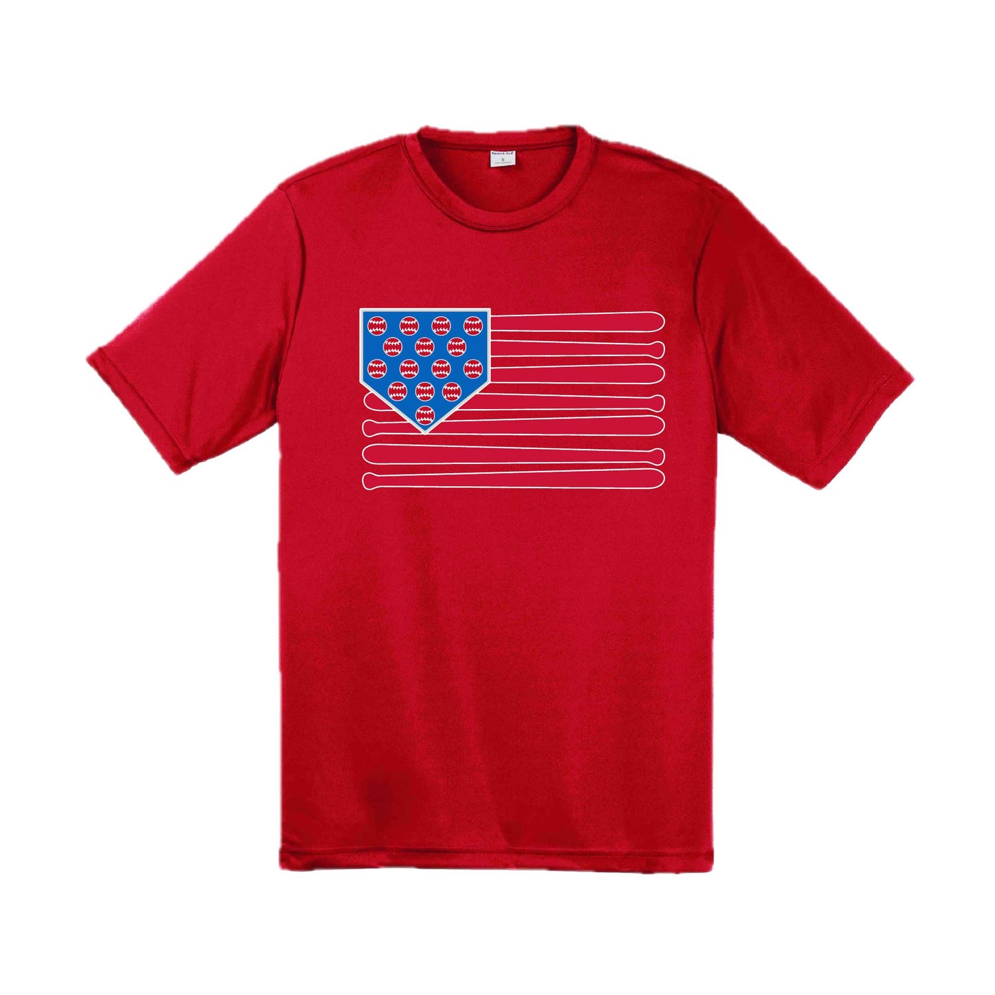 Baseball Flag | Men's Short Sleeve Athletic Baseball Performance T-Shirt | 100% Polyester
