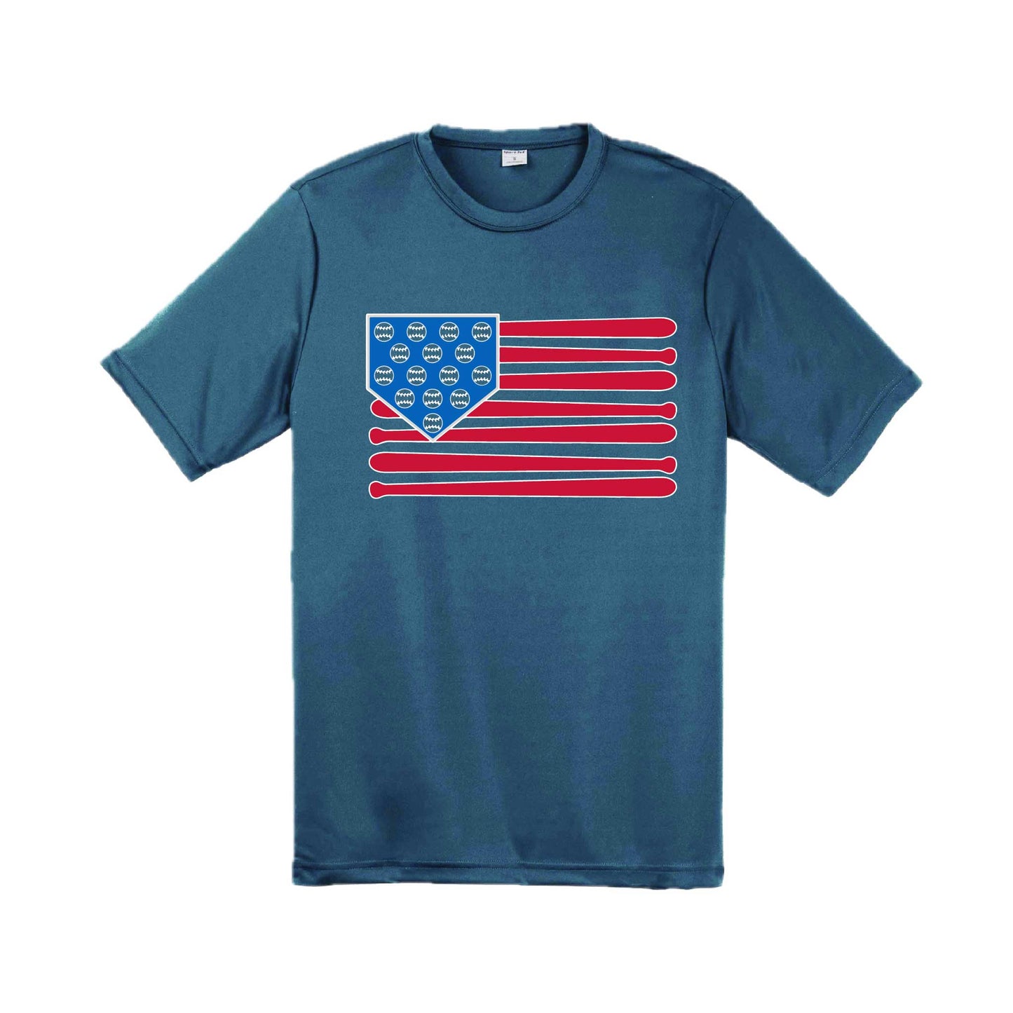 Baseball Flag | Men's Short Sleeve Athletic Baseball Performance T-Shirt | 100% Polyester