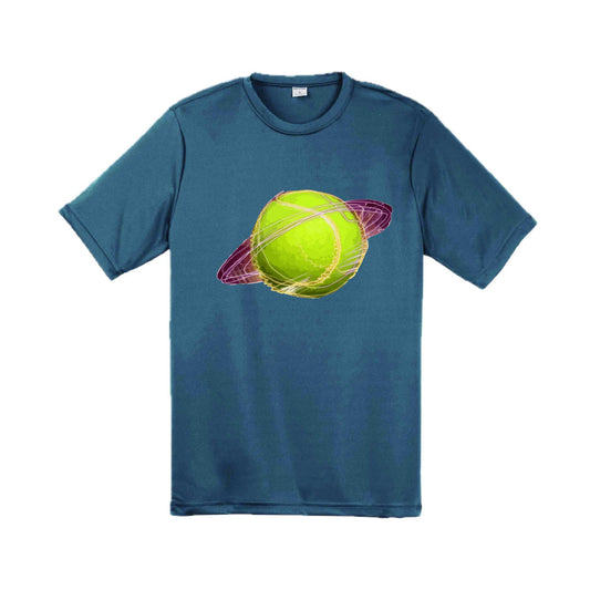 Galactic Tennis | Men's Short Sleeve Athletic Tennis Performance T-Shirt | 100% Polyester