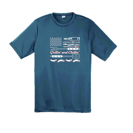 Grillin' and Chillin' | Men's Short Sleeve Camping T-Shirt | 100% Polyester
