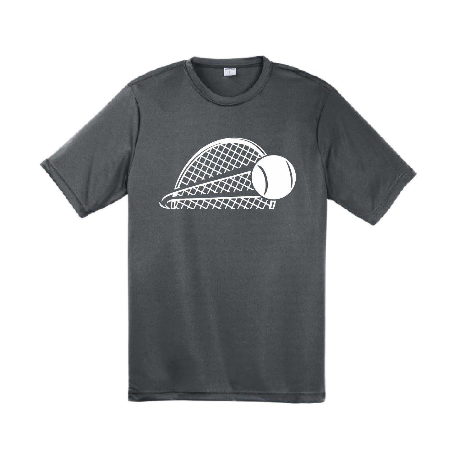 Tennis Half Racquet | Men's Short Sleeve Athletic Tennis Performance T-Shirt | 100% Polyester