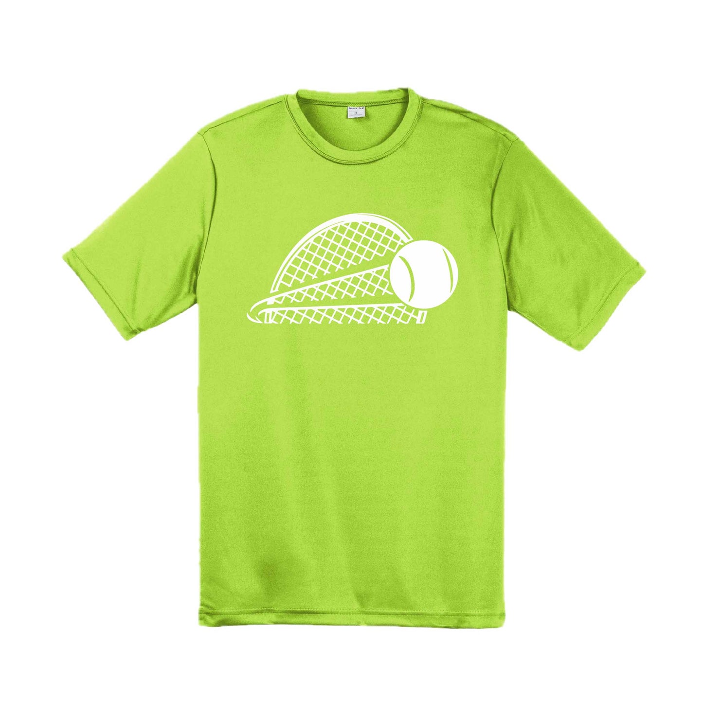 Tennis Half Racquet | Men's Short Sleeve Athletic Tennis Performance T-Shirt | 100% Polyester
