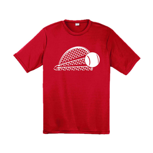 Tennis Half Racquet | Men's Short Sleeve Athletic Tennis Performance T-Shirt | 100% Polyester