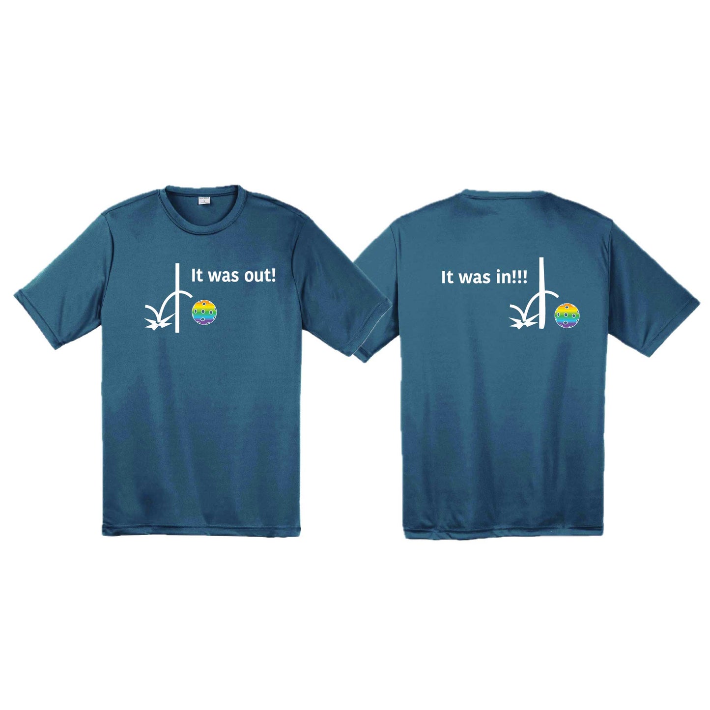 It Was Out! It Was In! (10 Custom Pickleball colors) | Men's Short Sleeve Athletic Performance T-Shirt | 100% Polyester