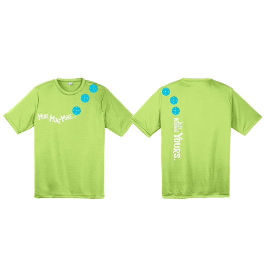 Mine JK Yours (Pickleball Colors Green Rainbow or Cyan) | Men's Short Sleeve Athletic Shirt | 100% Polyester