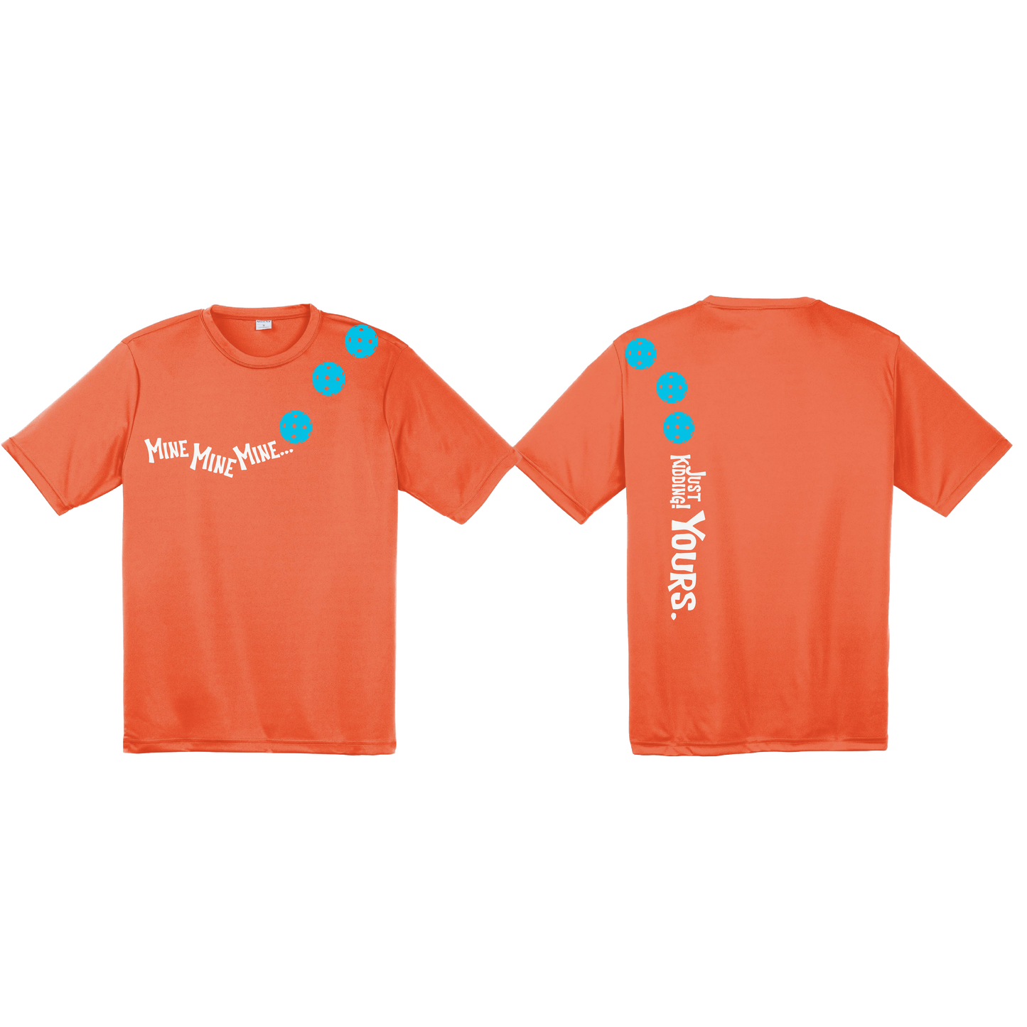 Mine JK Yours (Pickleballs Cyan Green Orange) | Men's Short Sleeve Athletic Shirt | 100% Polyester