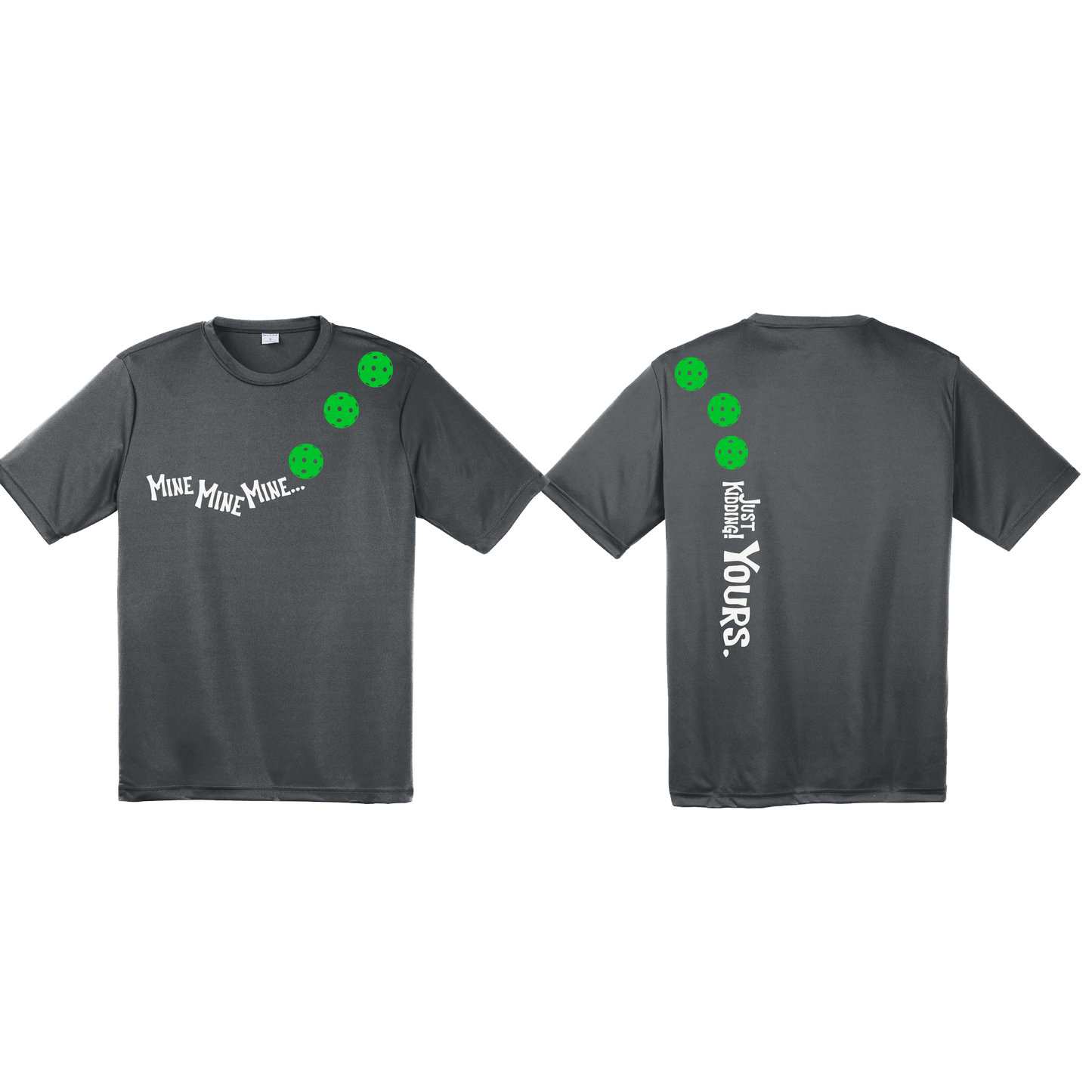 Mine JK Yours (Pickleball Colors Green Rainbow or Cyan) | Men's Short Sleeve Athletic Shirt | 100% Polyester