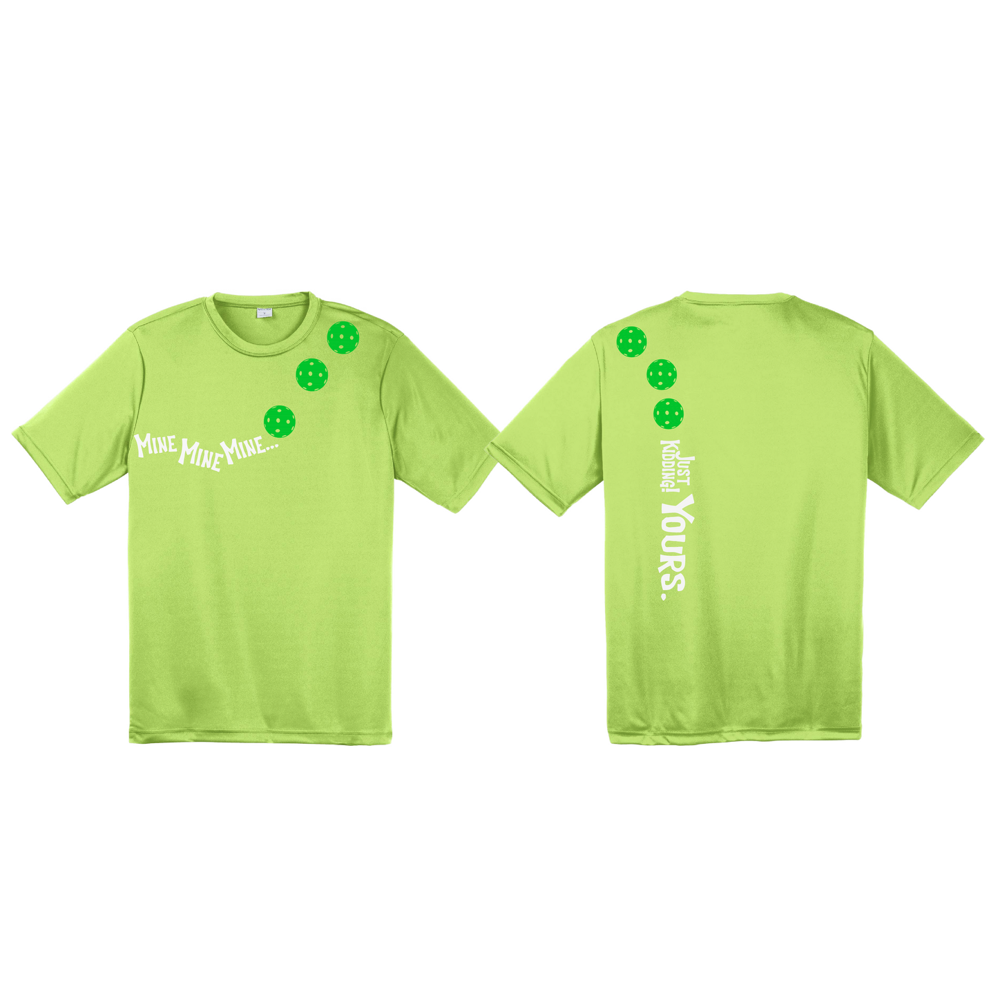 Mine JK Yours (Pickleballs Cyan Green Orange) | Men's Short Sleeve Athletic Shirt | 100% Polyester