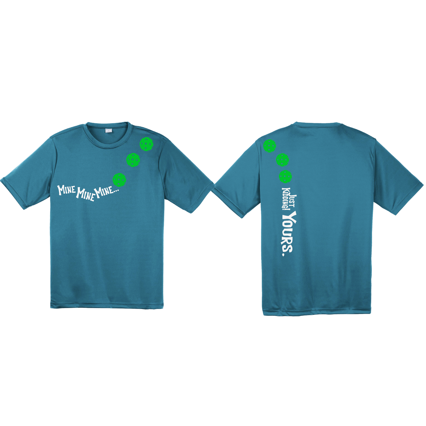 Mine JK Yours (Pickleballs Cyan Green Orange) | Men's Short Sleeve Athletic Shirt | 100% Polyester