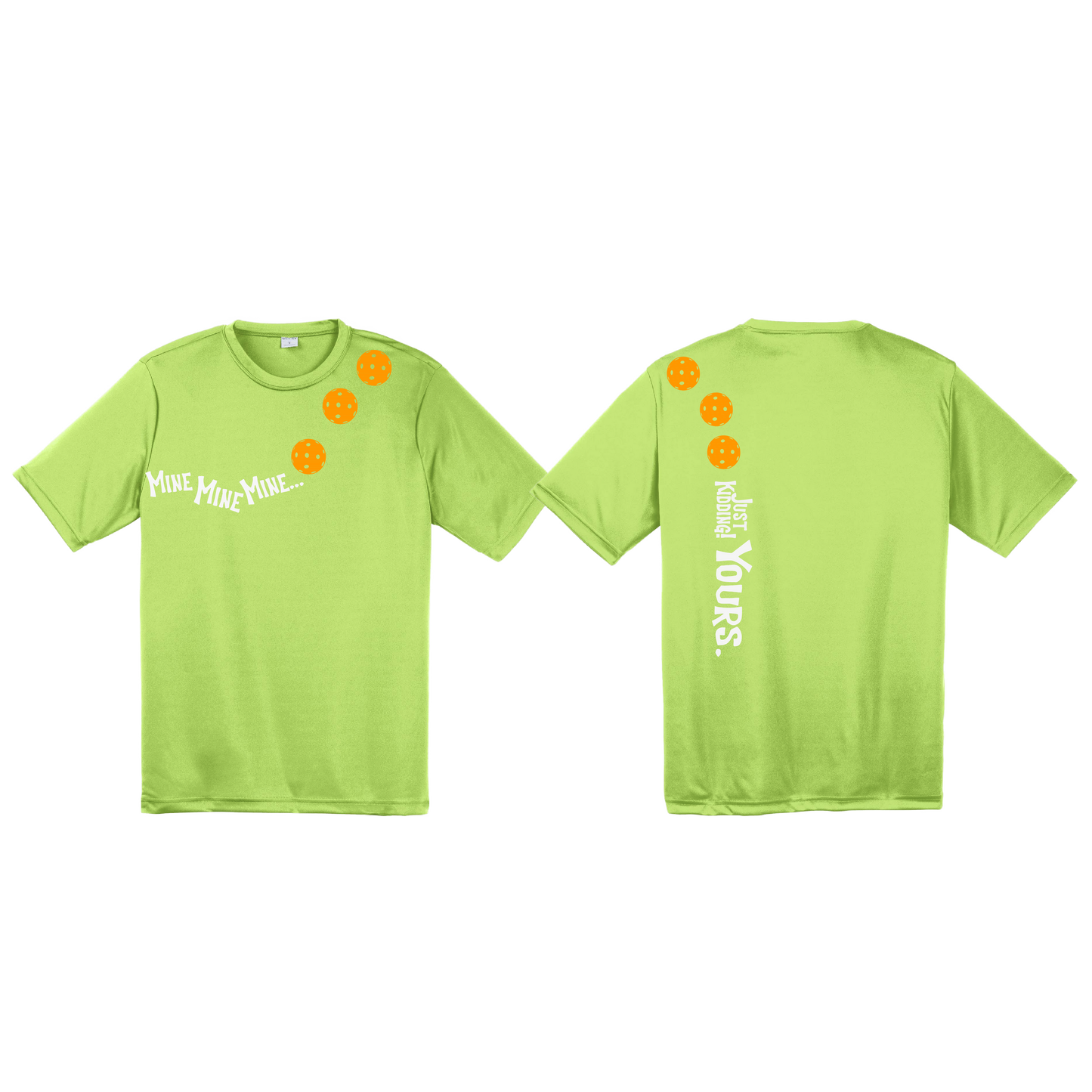 Mine JK Yours (Pickleballs Cyan Green Orange) | Men's Short Sleeve Athletic Shirt | 100% Polyester