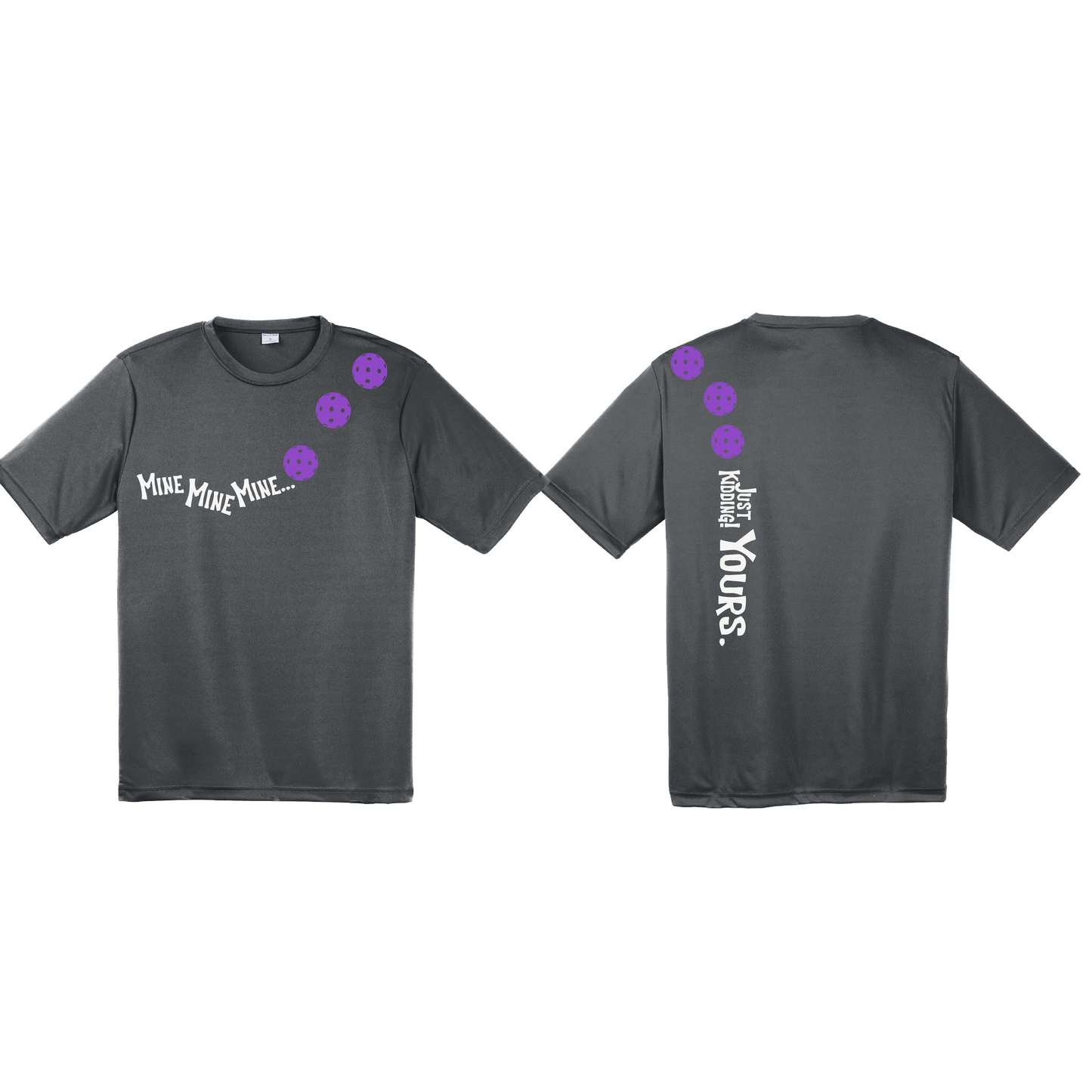 Mine JK Yours (Pickleballs Pink Purple Rainbow) | Men's Short Sleeve Athletic Shirt | 100% Polyester