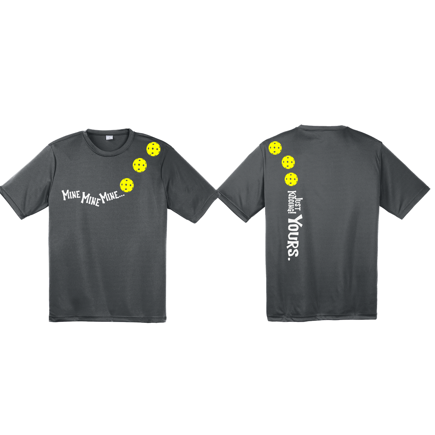 Mine JK Yours (Pickleball Colors Orange Yellow or Red) | Men's Short Sleeve Athletic Shirt | 100% Polyester