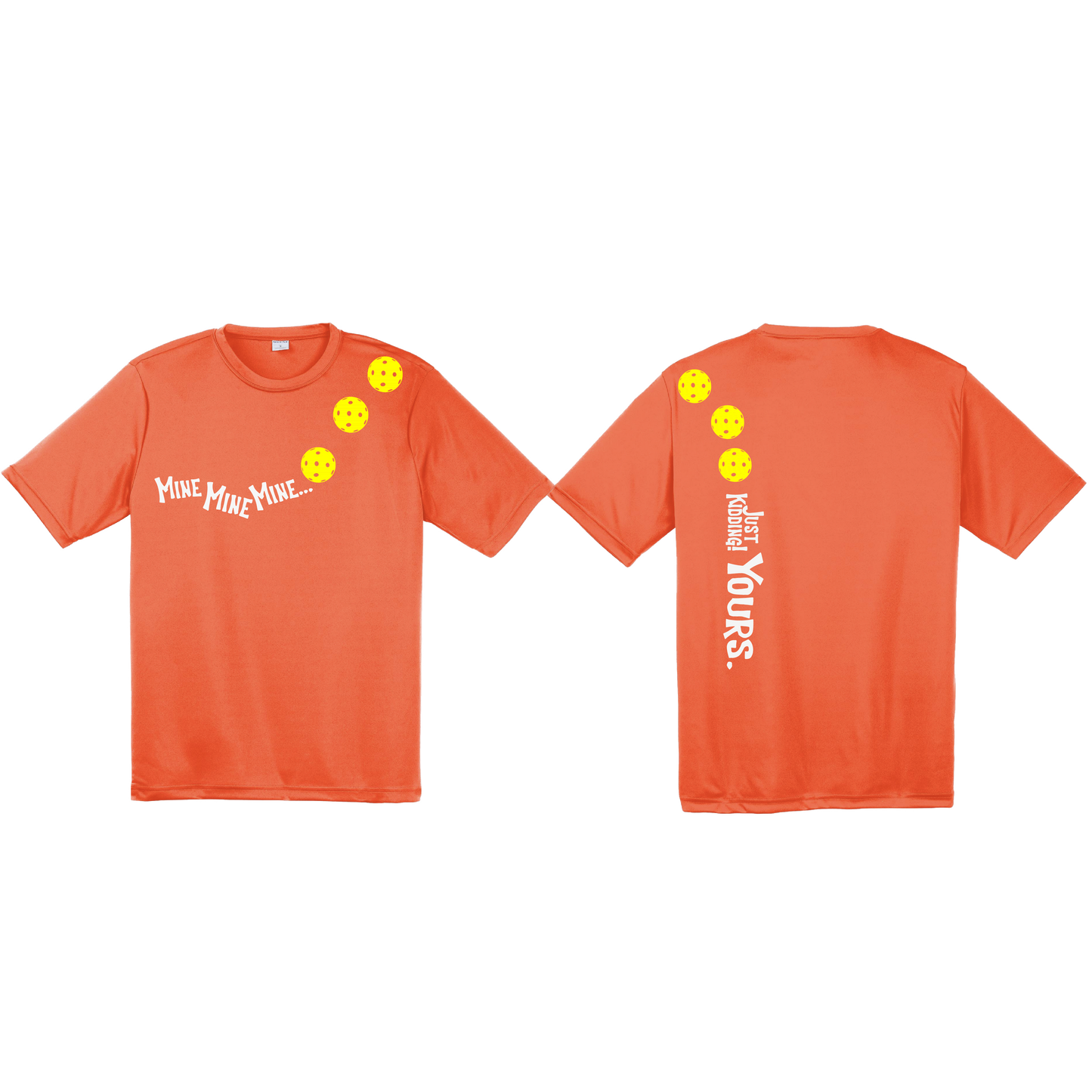 Mine JK Yours (Pickleball Colors Orange Yellow or Red) | Men's Short Sleeve Athletic Shirt | 100% Polyester