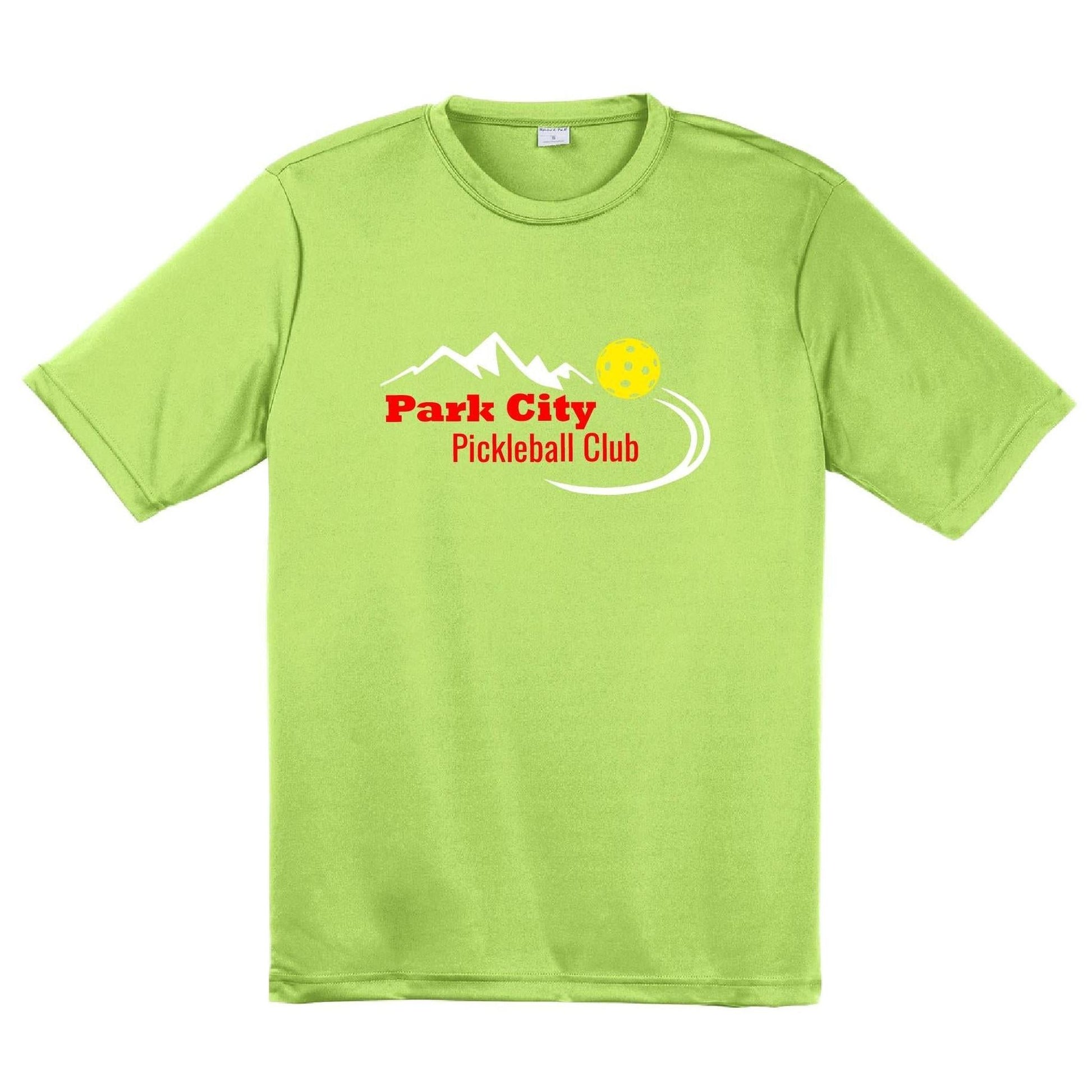 Park City Pickleball Club (Red Words) Customizable | Men's Short Sleeve Atheletic Performance T-Shirt | 100% Polyester