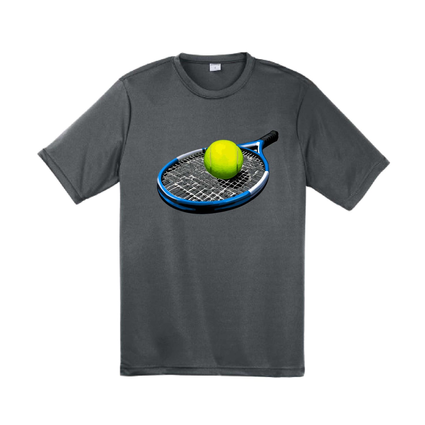 Tennis Racquet and Ball | Men's Short Sleeve Athletic Tennis Performance T-Shirt | 100% Polyester