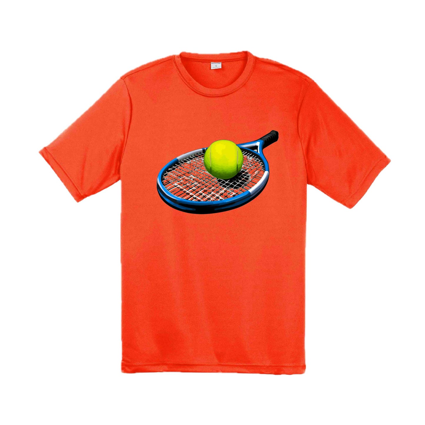 Tennis Racquet and Ball | Men's Short Sleeve Athletic Tennis Performance T-Shirt | 100% Polyester