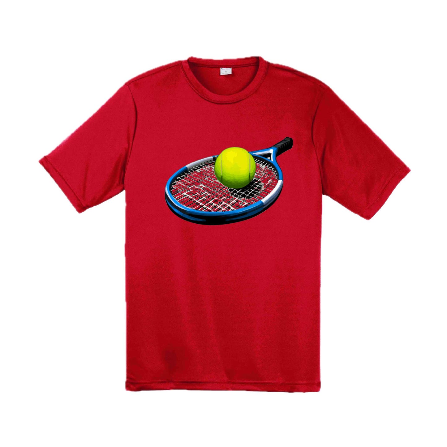 Tennis Racquet and Ball | Men's Short Sleeve Athletic Tennis Performance T-Shirt | 100% Polyester